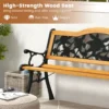 126 cm lange tuinbank parkbank met gegoten metalen frame en houten zitting ergonomische bank voor 3 personen voor tuin 3
