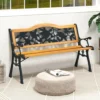 126 cm lange tuinbank parkbank met gegoten metalen frame en houten zitting ergonomische bank voor 3 personen voor tuin 6