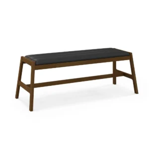 127 cm massief houten eetbank gestoffeerde tafelbank rubberhouten frame voor hal keuken woonkamer slaapkamer 1