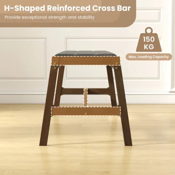 127 cm massief houten eetbank gestoffeerde tafelbank rubberhouten frame voor hal keuken woonkamer slaapkamer 5