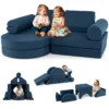 13 delige modulaire bank voor kinderen multifunctionele sectionele bank voor peuters converteerbare schuimrubberen bank voor kinderen donkerblauw 1