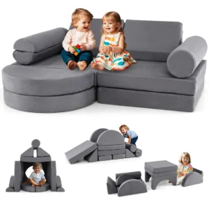 13 delige modulaire bank voor kinderen multifunctionele sectionele bank voor peuters converteerbare schuimrubberen bank voor kinderen grijs 1