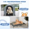 132 cm verhoogde hondenkennel voor grote rassen groot huisdierhuis met geventileerde ramen en afneembare hoes grijs 3