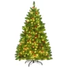 135 cm kerstboom 516 takken premium pvc spelden scharnierende kunstkerstboom met dennenappels en rode bessen voorverlichte kerstboom 2