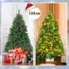 135 cm kerstboom 516 takken premium pvc spelden scharnierende kunstkerstboom met dennenappels en rode bessen voorverlichte kerstboom 4