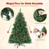 135 cm kerstboom 516 takken premium pvc spelden scharnierende kunstkerstboom met dennenappels en rode bessen voorverlichte kerstboom 6