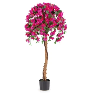 135 cm kunst azalea boom kunst zijden bloemenboom in pot 576 bloemen 288 bladeren houten stam decoratieve kamerplant rood 1