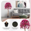 135 cm kunst azalea boom kunst zijden bloemenboom in pot 576 bloemen 288 bladeren houten stam decoratieve kamerplant rood 4