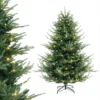 135 cm kunstkerstboom 442 takken 160 warm witte led lampjes pe pvc vellen voorverlichte kerstboom voor feestdagen thuis 1