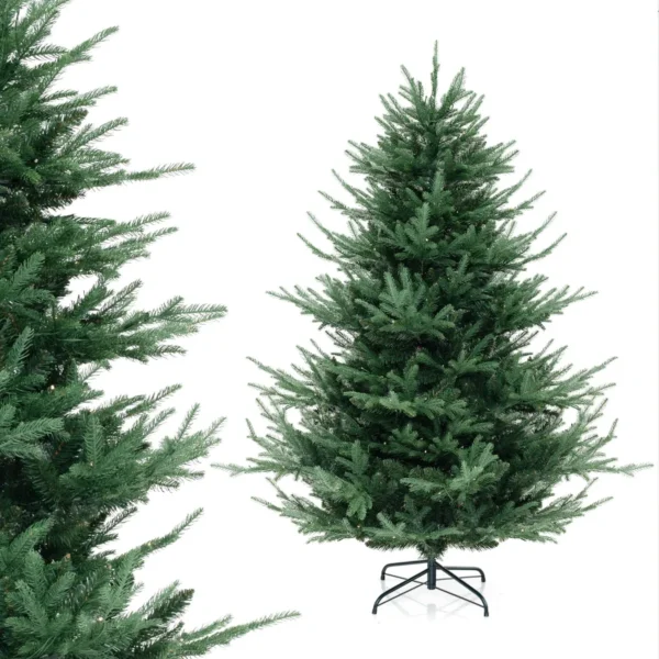 135 cm kunstkerstboom 442 takken 160 warm witte led lampjes pe pvc vellen voorverlichte kerstboom voor feestdagen thuis 2