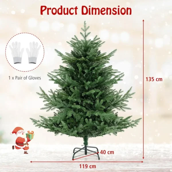 135 cm kunstkerstboom 442 takken 160 warm witte led lampjes pe pvc vellen voorverlichte kerstboom voor feestdagen thuis 3