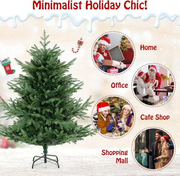 135 cm kunstkerstboom 442 takken 160 warm witte led lampjes pe pvc vellen voorverlichte kerstboom voor feestdagen thuis 6