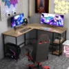 138cm l vormig computerbureau hoekbureau voor thuiskantoor bureau met metalen frame verwijderbare plank natuur 7