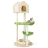 139 cm schattige kattenboom voor binnenkatten met sisal krabpalen springplatforms zitstok hangmat kittenmeubilair groen 2