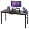 140 cm computerbureau kantoorbureau met bekerhouder koptelefoonhouder monitorstandaard opbergmand zwart 1