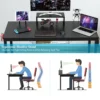 140 cm computerbureau kantoorbureau met bekerhouder koptelefoonhouder monitorstandaard opbergmand zwart 4