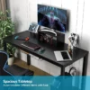 140 cm computerbureau kantoorbureau met bekerhouder koptelefoonhouder monitorstandaard opbergmand zwart 5