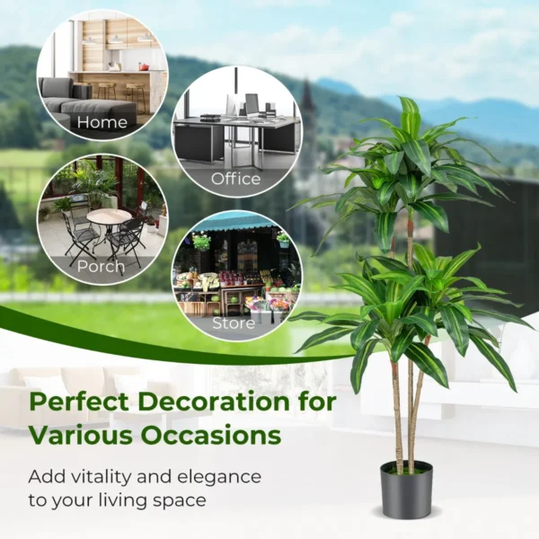 140 cm hoge kunstboom nep dracaena plant met 92 bladeren cement pot foam hoes onderhoudsvrij voor tuindecoratie thuiskantoor 4