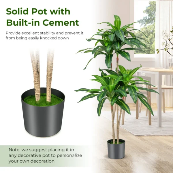 140 cm hoge kunstboom nep dracaena plant met 92 bladeren cement pot foam hoes onderhoudsvrij voor tuindecoratie thuiskantoor 5