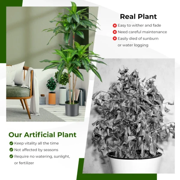 140 cm hoge kunstboom nep dracaena plant met 92 bladeren cement pot foam hoes onderhoudsvrij voor tuindecoratie thuiskantoor 6