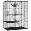 143 cm kubusvormige kattenkooi met 4 verdiepingen huisdierenverblijf met hangmat afneembare metalen draadkooi voor katten zwart 1
