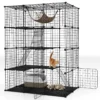 143 cm kubusvormige kattenkooi met 4 verdiepingen huisdierenverblijf met hangmat afneembare metalen draadkooi voor katten zwart 2