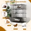 143 cm kubusvormige kattenkooi met 4 verdiepingen huisdierenverblijf met hangmat afneembare metalen draadkooi voor katten zwart 4