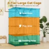 143 cm kubusvormige kattenkooi met 4 verdiepingen huisdierenverblijf met hangmat afneembare metalen draadkooi voor katten zwart 5