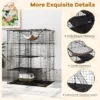 143 cm kubusvormige kattenkooi met 4 verdiepingen huisdierenverblijf met hangmat afneembare metalen draadkooi voor katten zwart 6