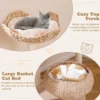 146 cm krabpaal met kattenmand kattenboom met zitstang speelbal sisalpalen meertraps klimboom kattenkrabpaal katten beige 5