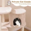 146 cm krabpaal met kattenmand kattenboom met zitstang speelbal sisalpalen meertraps klimboom kattenkrabpaal katten beige 6