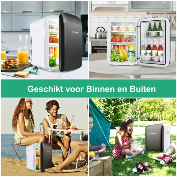 15 l mini koelkast 2 in 1 koel en verwarmingsfunctie draagbare vriezer 27 x 33 x 38 cm wit + zwart 4