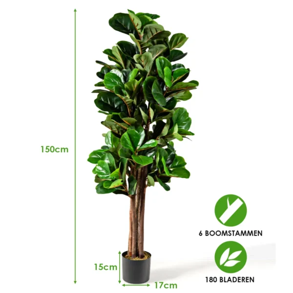 1,5 m kunstmatige vijgenboom decoratie kamerplant met bloempot 3