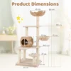 150 cm krabpaal met kattenmand kattenboom met hangmat & platforms & zitstok en kussens kattenkrabpaal katten tot 10 kg 3