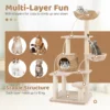 150 cm krabpaal met kattenmand kattenboom met hangmat & platforms & zitstok en kussens kattenkrabpaal katten tot 10 kg 5
