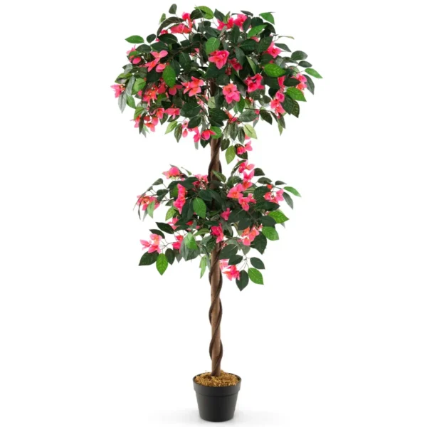 150 cm kunstmatige bougainvillea kunstbloemenboom 252 bloemen 630 bladeren echt houten stam hoge nepplant in pot 1