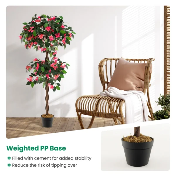 150 cm kunstmatige bougainvillea kunstbloemenboom 252 bloemen 630 bladeren echt houten stam hoge nepplant in pot 6