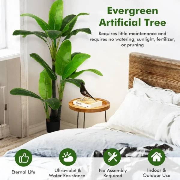 150 cm kunstmatige plant kunstmatige bananenboom nep tropische palmboom met 18 grote bladeren realistische groene potplant 4
