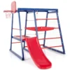 150 x 142 x 146 cm 7 in 1 binnenspeeltuin voor kinderen klimspeelgoedset met glijbaan klimnet klimladder touwladder basketbalring 2
