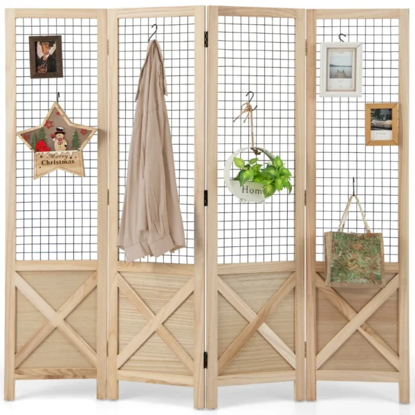 151 x 144 cm kamerverdeler inklapbaar 4 delige houten scheidingswand roosterwand om op te hangen inkijkbescherming binnen buiten 1