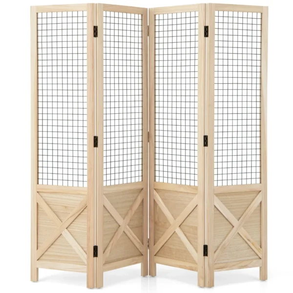 151 x 144 cm kamerverdeler inklapbaar 4 delige houten scheidingswand roosterwand om op te hangen inkijkbescherming binnen buiten 2