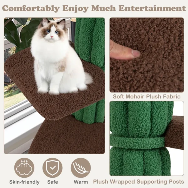 153 cm hoge meerlaagse krabpaal met huis / sisal beklede krabpalen en 5 pluche platforms kattenmeubel voor huiskatten 4