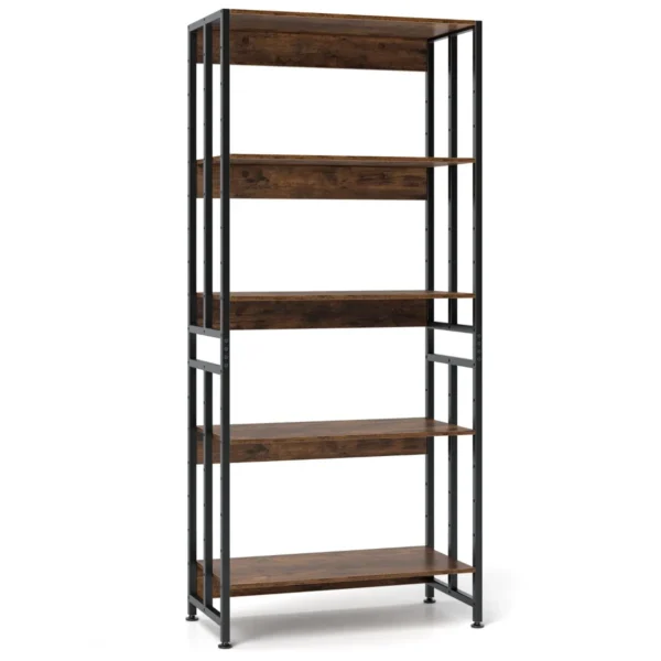 157 cm 5 laags boekenkast verstelbare en kantelbare planken industriële opbergplank stevig metalen frame voor woonkamer slaapkamer 2