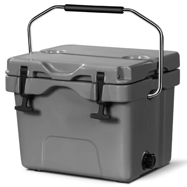 15l plastic verwarmingsdoos met handvat aftapplug en 2 bekerhouders draagbare koelbox ideaal voor buitenactiviteiten ( grijs ) 2