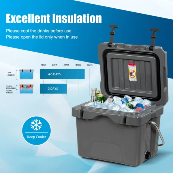 15l plastic verwarmingsdoos met handvat aftapplug en 2 bekerhouders draagbare koelbox ideaal voor buitenactiviteiten ( grijs ) 6