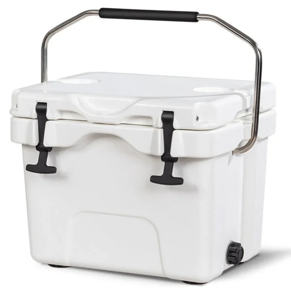 15l plastic verwarmingsdoos met handvat aftapplug en 2 bekerhouders draagbare koelbox ideaal voor buitenactiviteiten (wit) 2