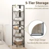 160 cm hoekplank met 5 niveaus boekenkast staand rek met metalen frame opbergrek voor woonkamer badkamer keuken grijze eik 5