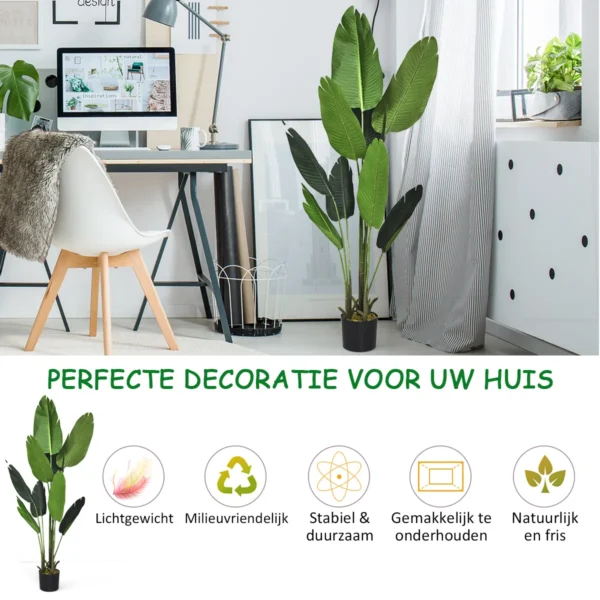 160 cm kunstmatige tropische palmboom met gratis zwarte pot decoratieve bonsai voor binnen op de grond kunstmatige groene boom 3