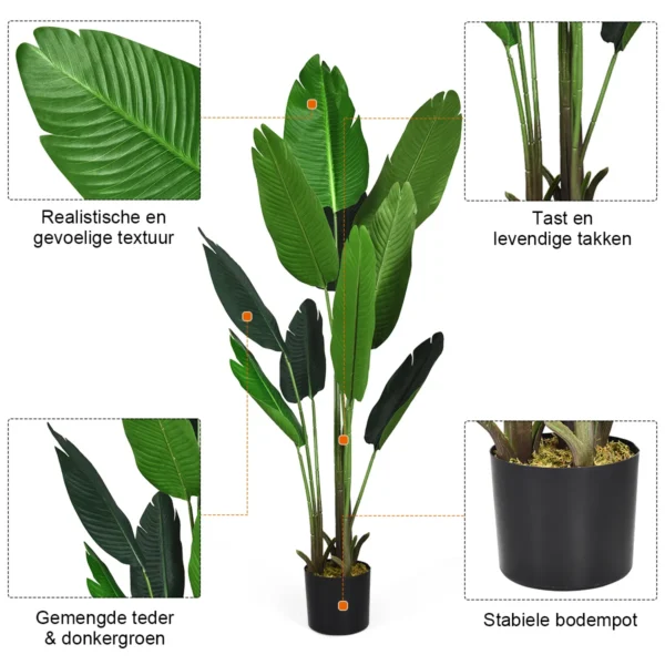 160 cm kunstmatige tropische palmboom met gratis zwarte pot decoratieve bonsai voor binnen op de grond kunstmatige groene boom 7
