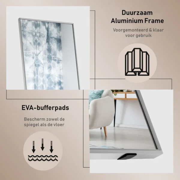 160 x 40 cm spiegel van volledige lengte rechthoekige garderobespiegel met breukvast glas & aluminium legering frame zilver 4